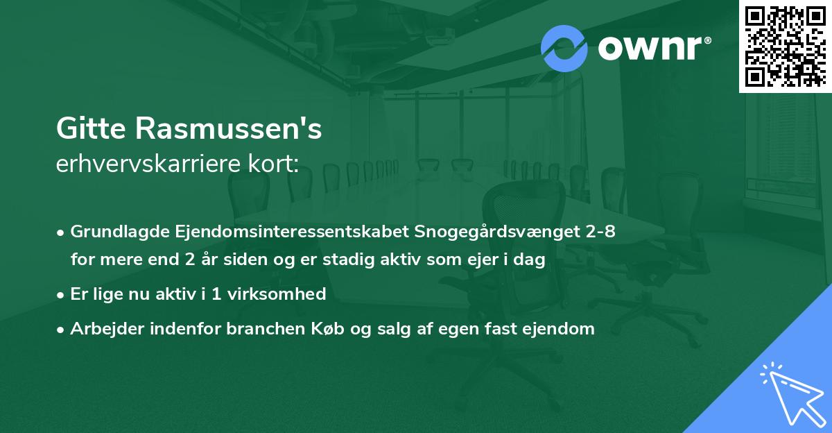 Gitte Rasmussen's erhvervskarriere kort