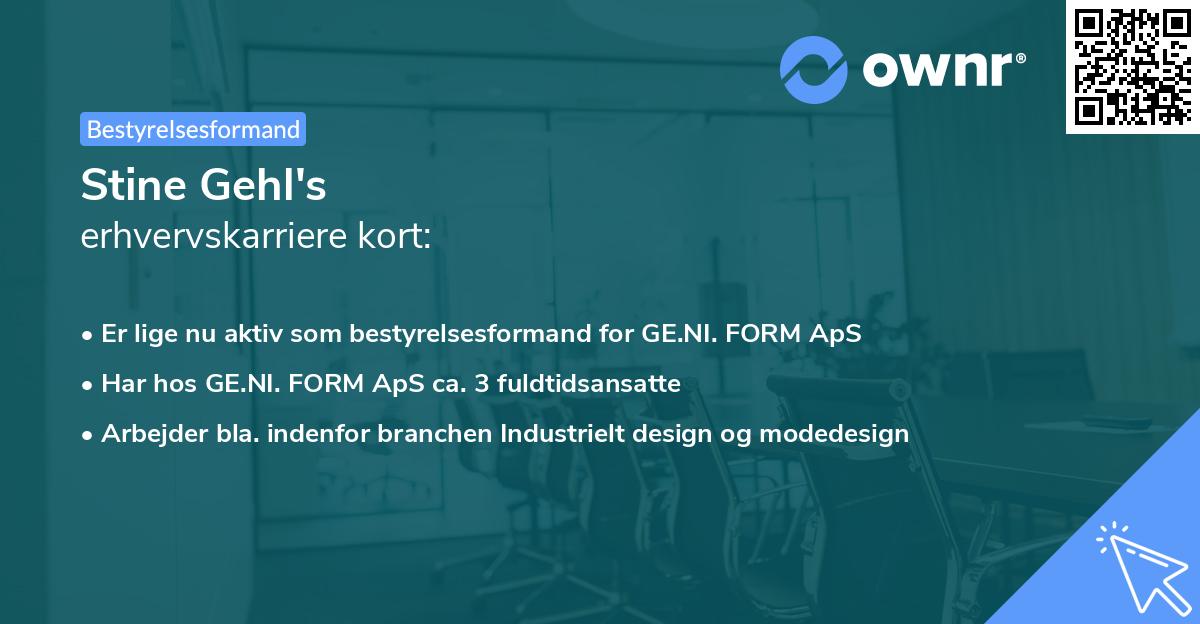 Stine Gehl's erhvervskarriere kort