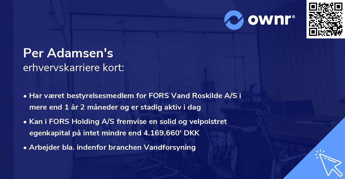 Per Adamsen's erhvervskarriere kort