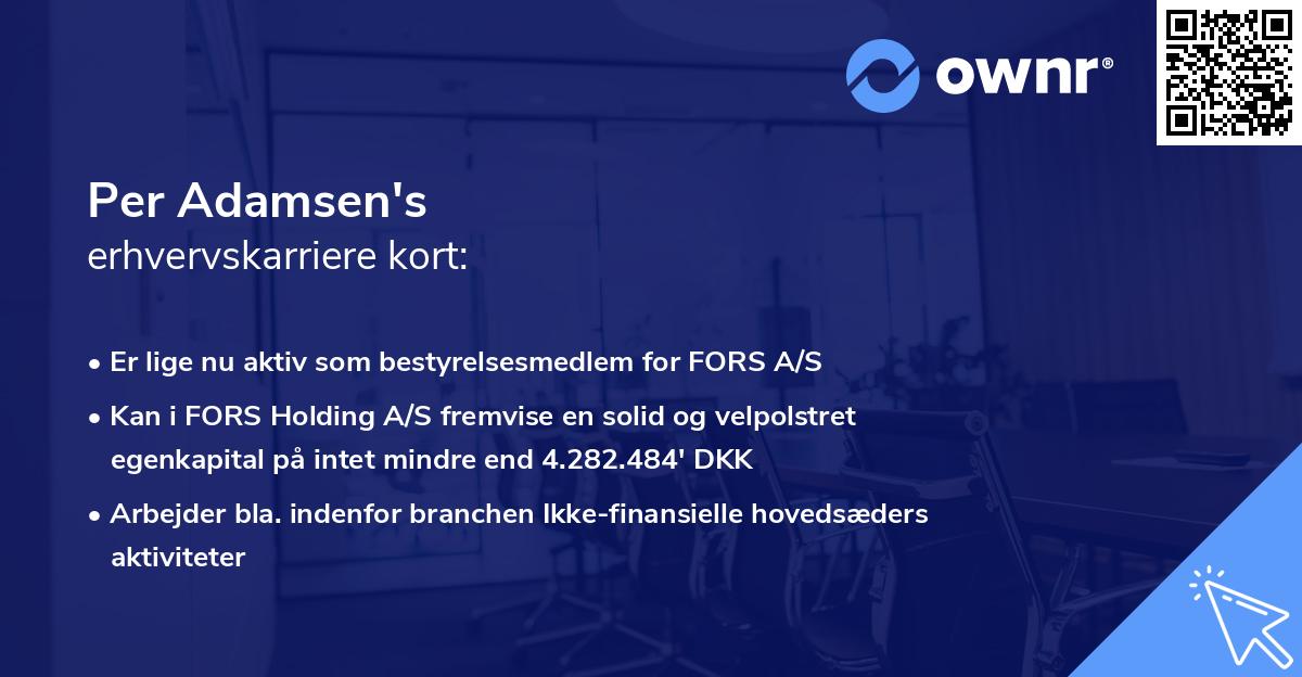 Per Adamsen's erhvervskarriere kort