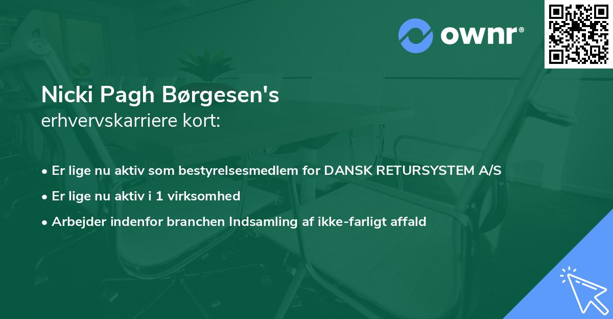 Nicki Pagh Børgesen's erhvervskarriere kort
