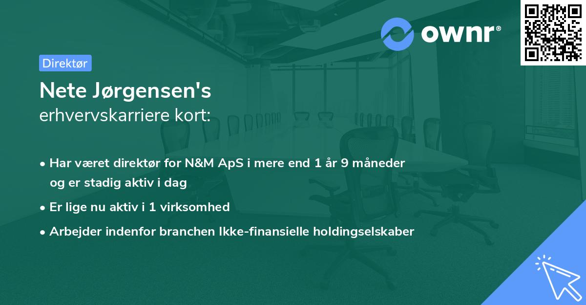 Nete Jørgensen's erhvervskarriere kort