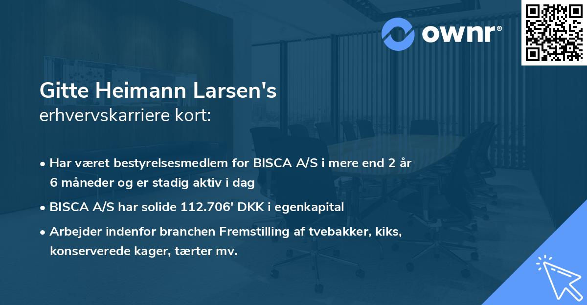 Gitte Heimann Larsen's erhvervskarriere kort