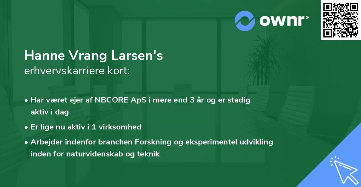 Hanne Vrang Larsen's erhvervskarriere kort