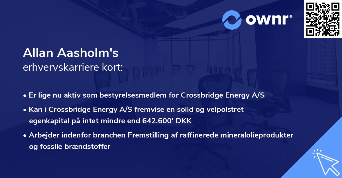 Allan Aasholm's erhvervskarriere kort