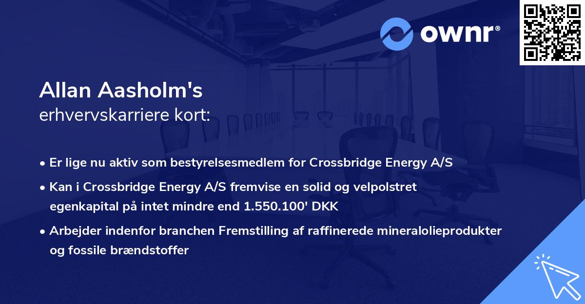 Allan Aasholm's erhvervskarriere kort