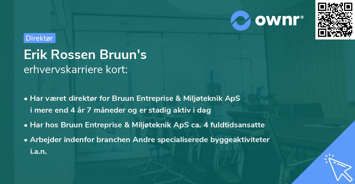 Erik Rossen Bruun's erhvervskarriere kort