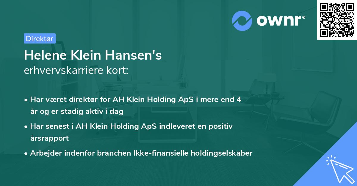 Helene Klein Hansen's erhvervskarriere kort