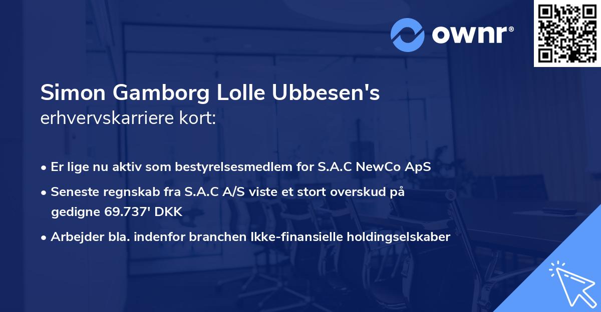 Simon Gamborg Lolle Ubbesen's erhvervskarriere kort