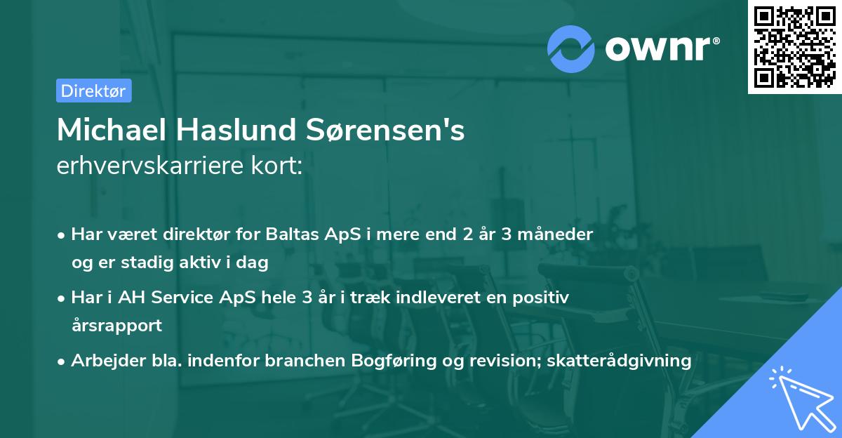 Michael Haslund Sørensen's erhvervskarriere kort