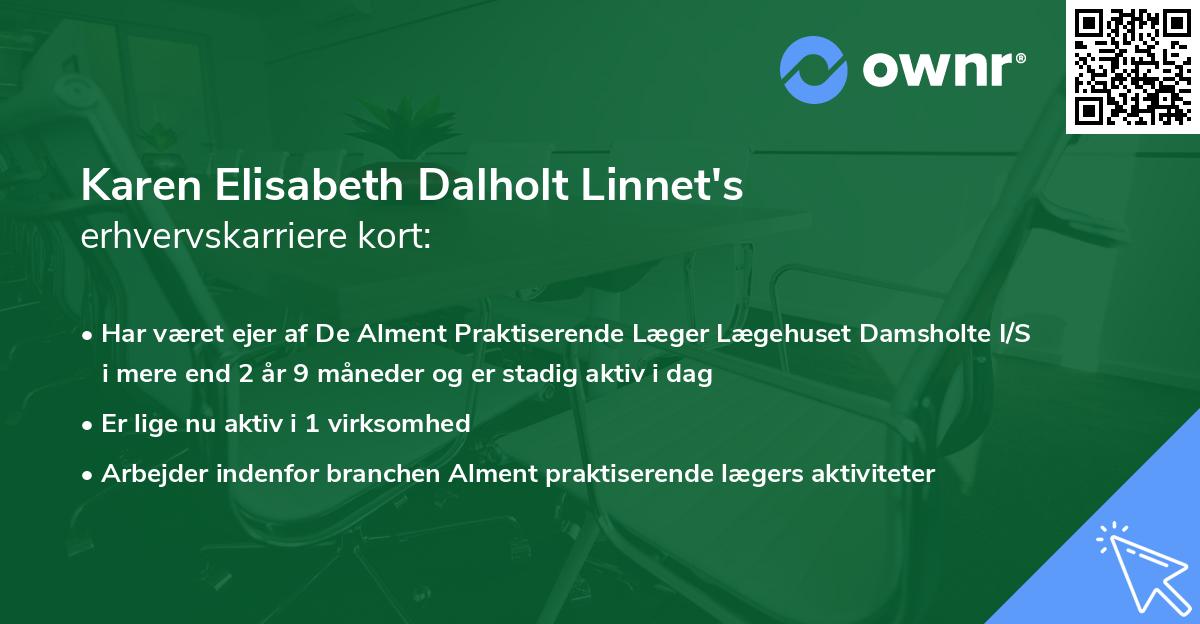 Karen Elisabeth Dalholt Linnet's erhvervskarriere kort