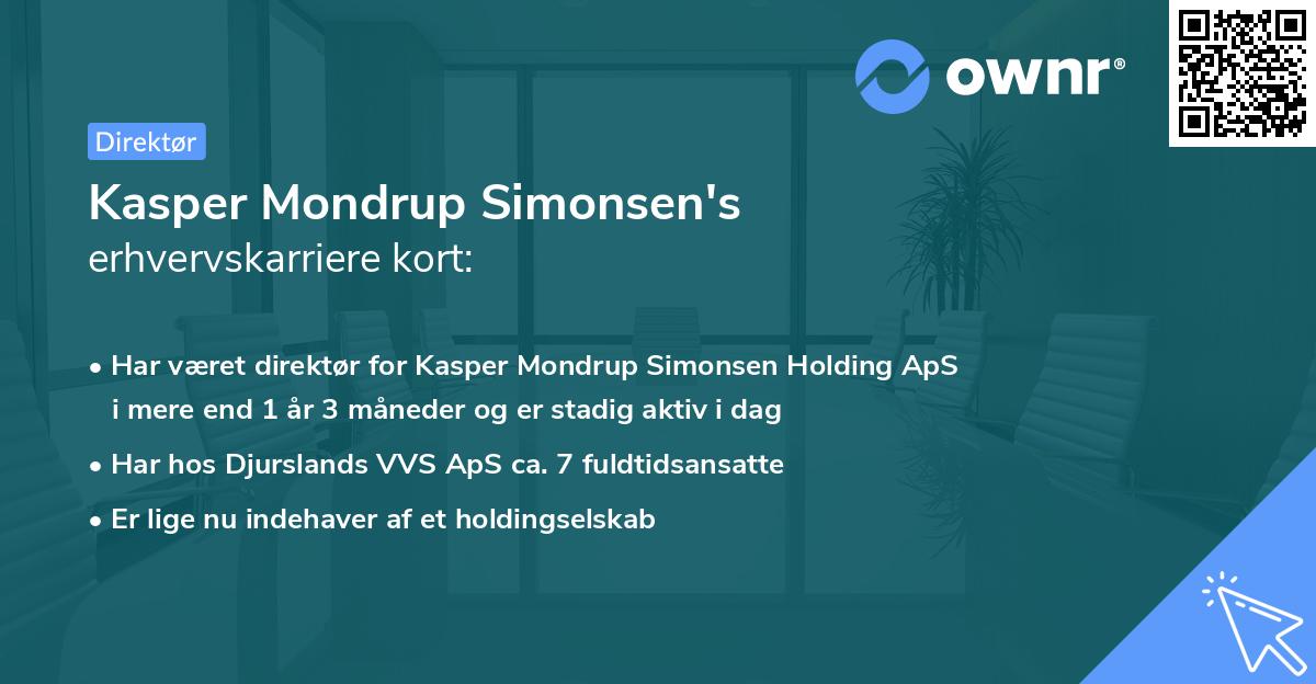 Kasper Mondrup Simonsen's erhvervskarriere kort