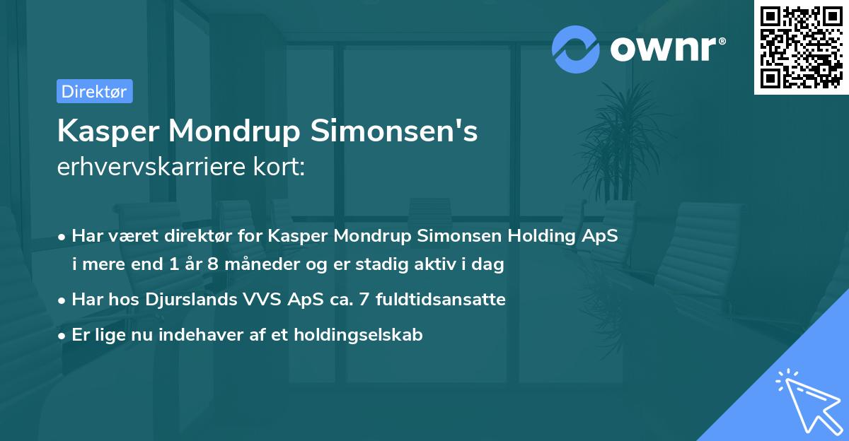 Kasper Mondrup Simonsen's erhvervskarriere kort