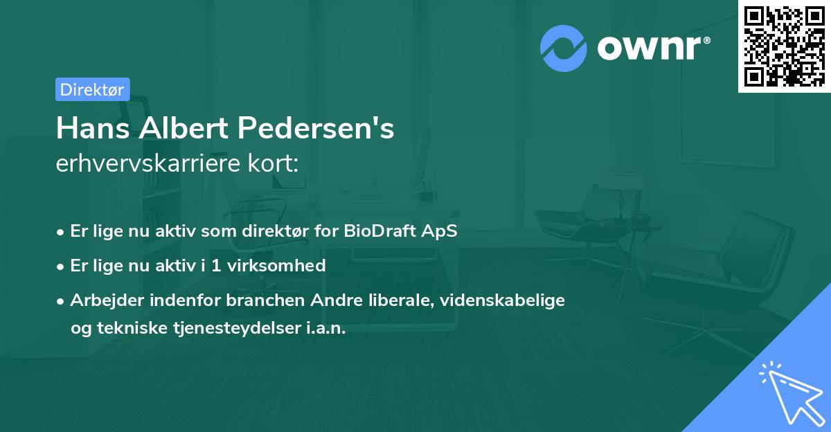 Hans Albert Pedersen's erhvervskarriere kort