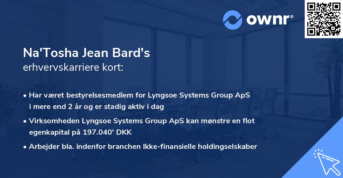 Na'Tosha Jean Bard's erhvervskarriere kort
