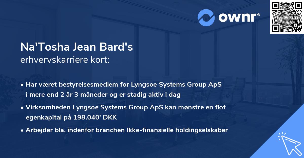 Na'Tosha Jean Bard's erhvervskarriere kort