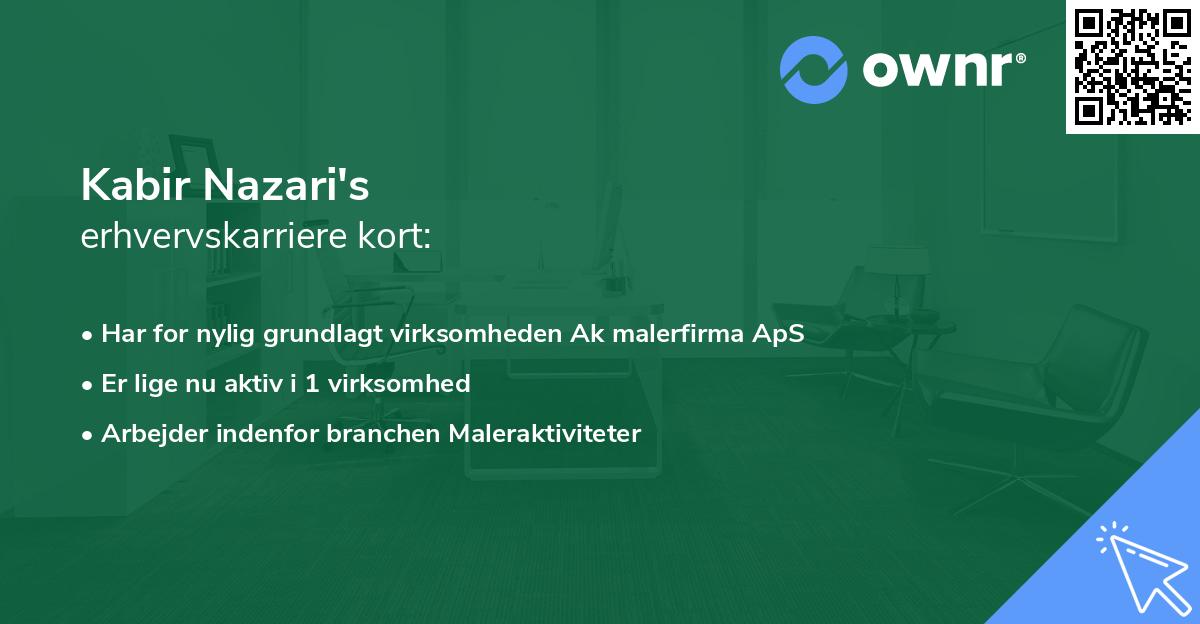 Kabir Nazari's erhvervskarriere kort
