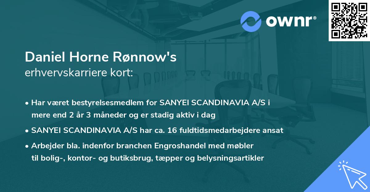Daniel Horne Rønnow's erhvervskarriere kort