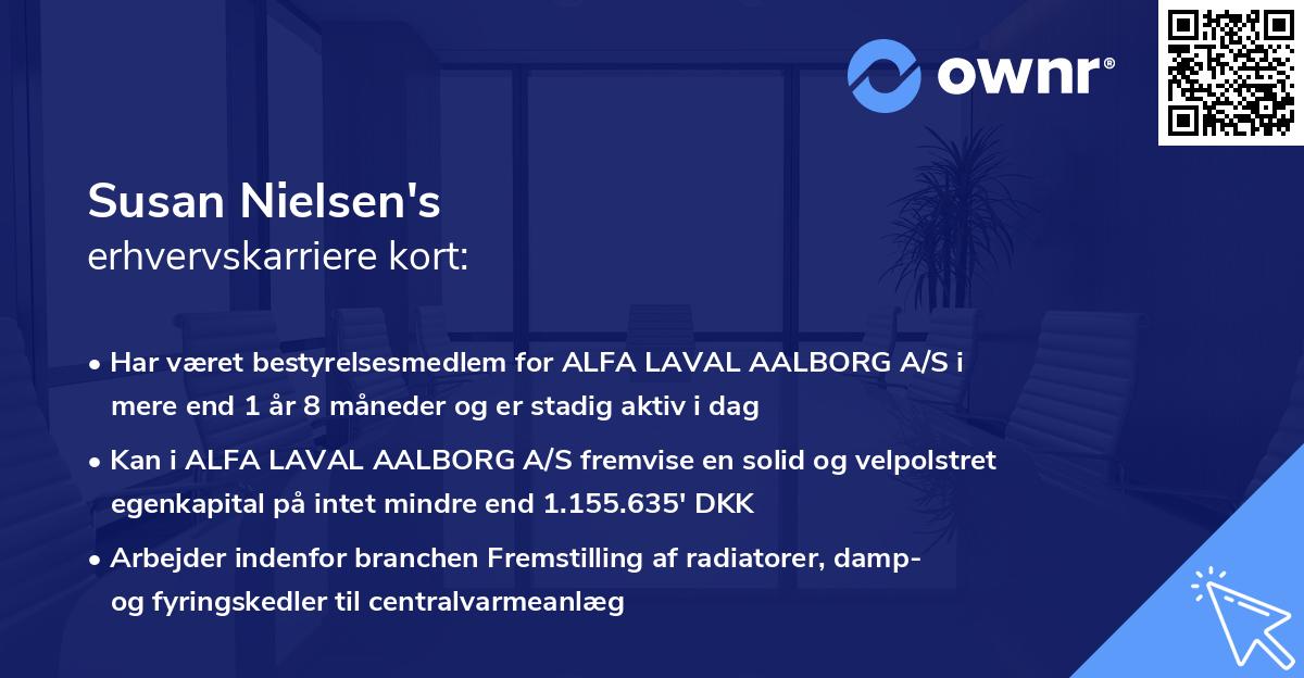 Susan Nielsen's erhvervskarriere kort