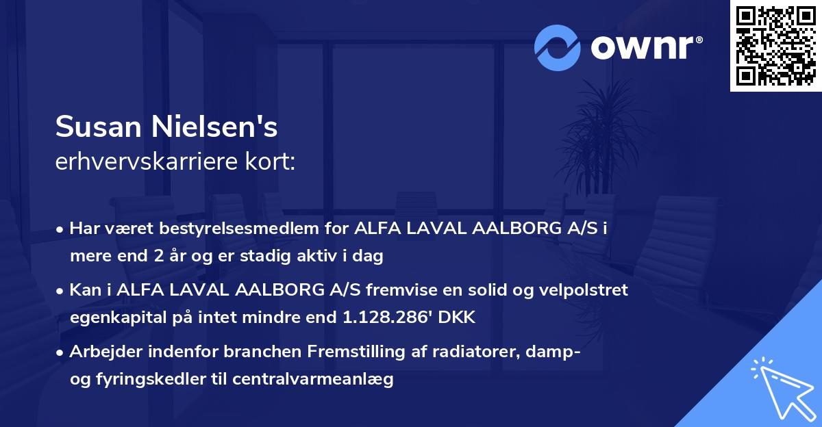 Susan Nielsen's erhvervskarriere kort