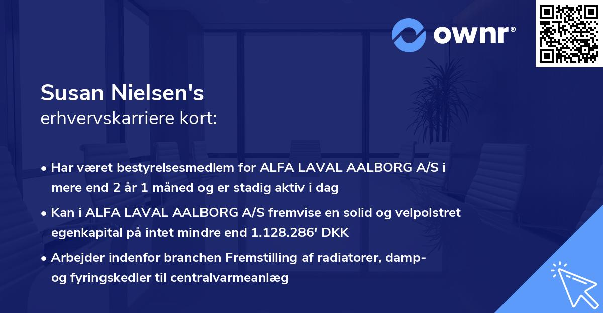 Susan Nielsen's erhvervskarriere kort