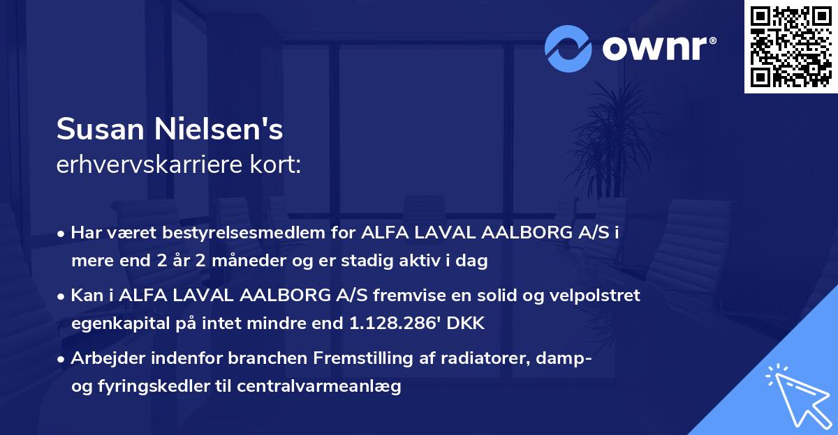 Susan Nielsen's erhvervskarriere kort