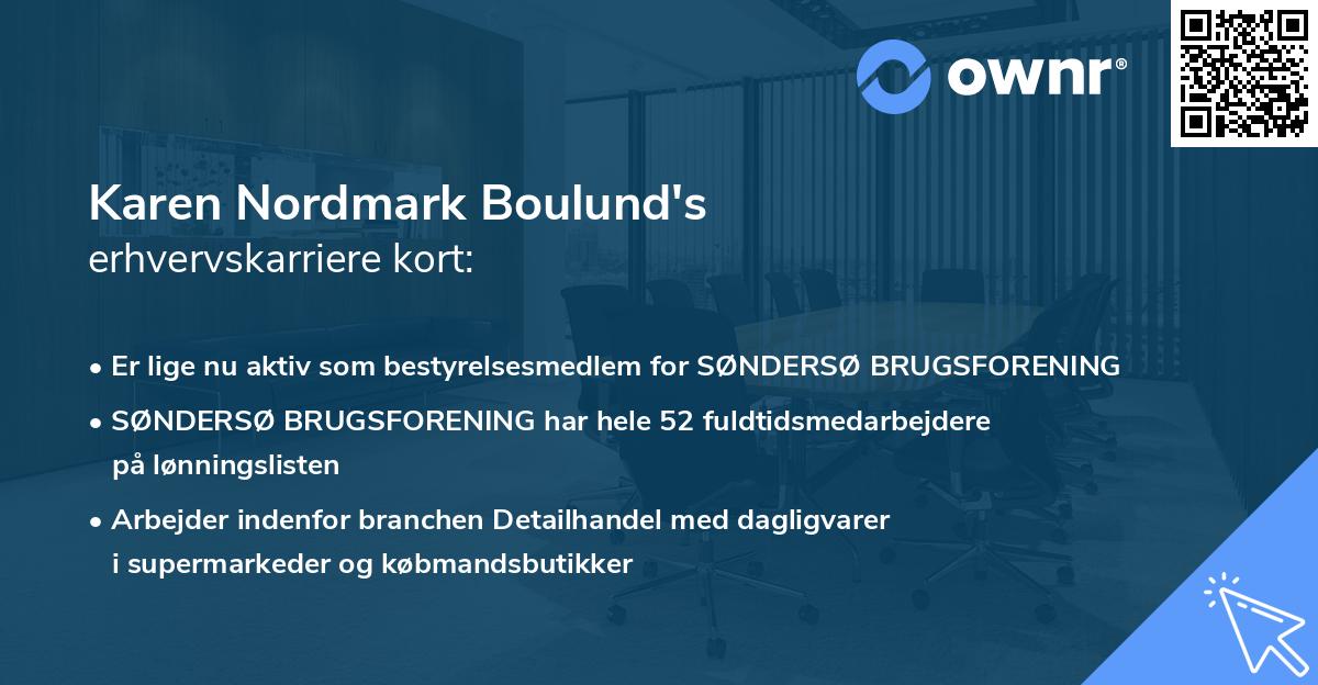 Karen Nordmark Boulund's erhvervskarriere kort