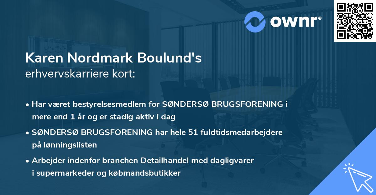 Karen Nordmark Boulund's erhvervskarriere kort