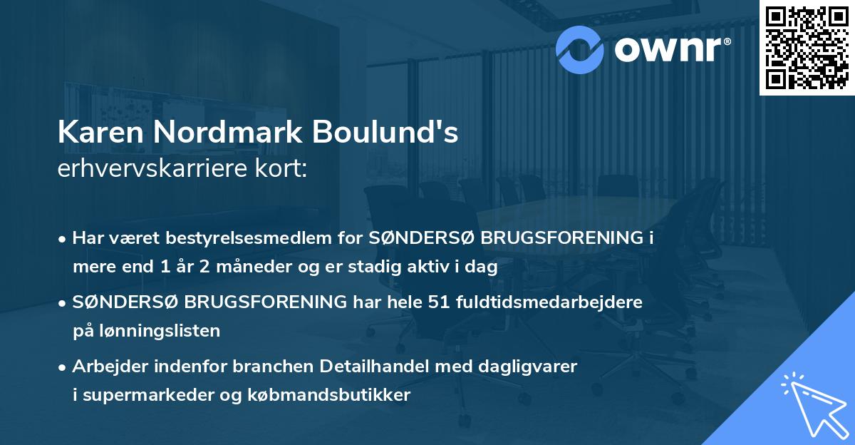 Karen Nordmark Boulund's erhvervskarriere kort
