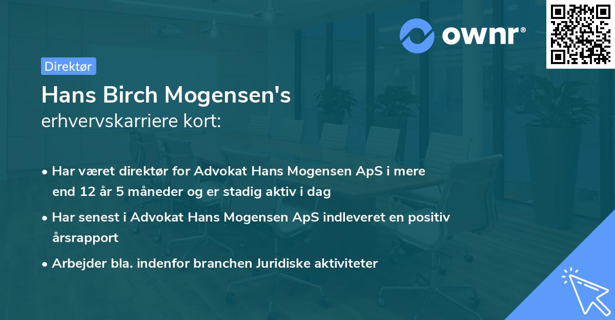 Hans Birch Mogensen's erhvervskarriere kort