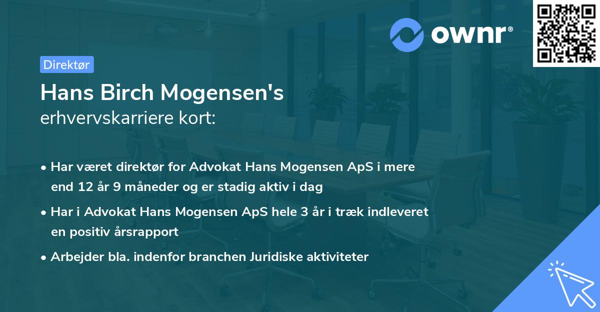 Hans Birch Mogensen's erhvervskarriere kort
