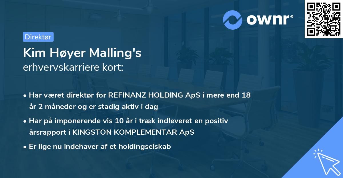 Kim Høyer Malling's erhvervskarriere kort
