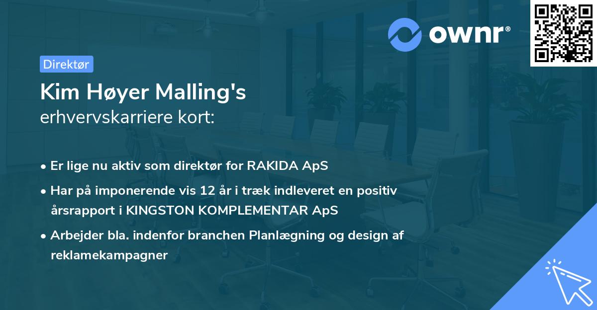 Kim Høyer Malling's erhvervskarriere kort