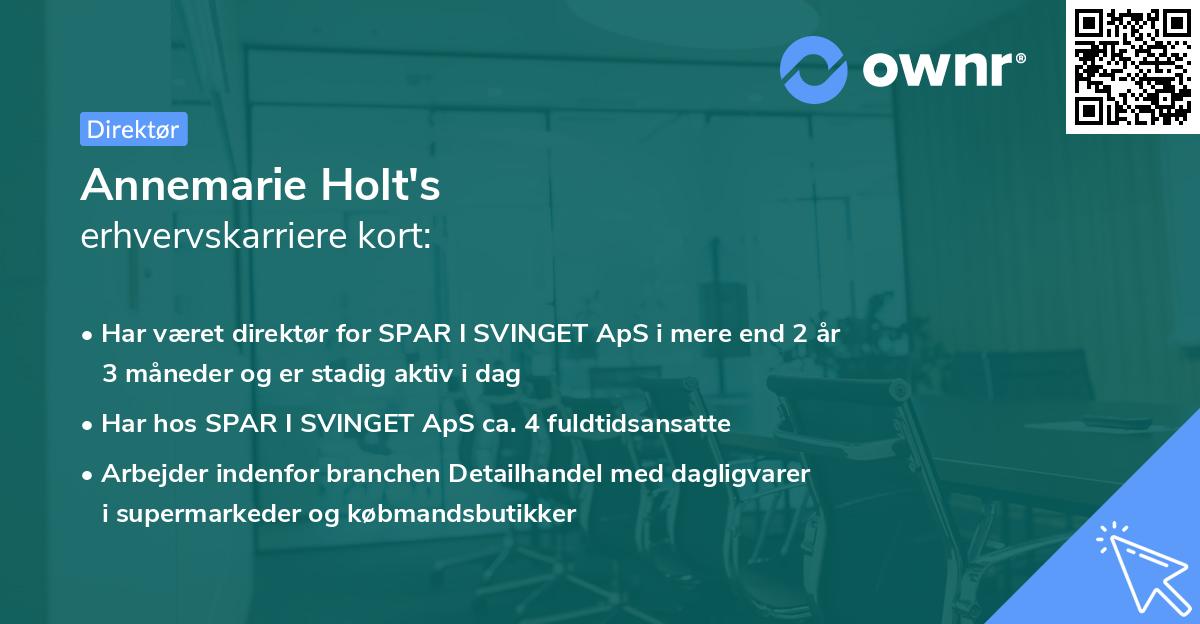 Annemarie Holt's erhvervskarriere kort