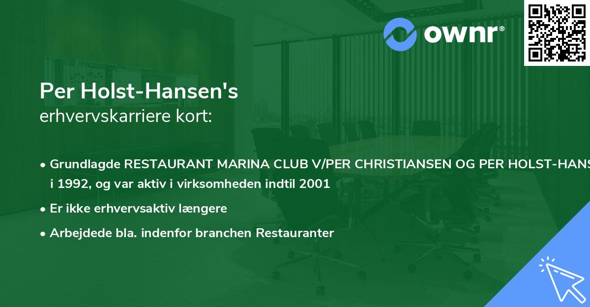 Per Holst-Hansen's erhvervskarriere kort