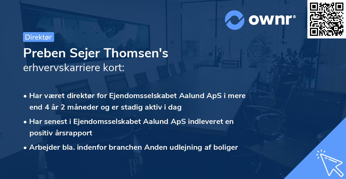 Preben Sejer Thomsen's erhvervskarriere kort