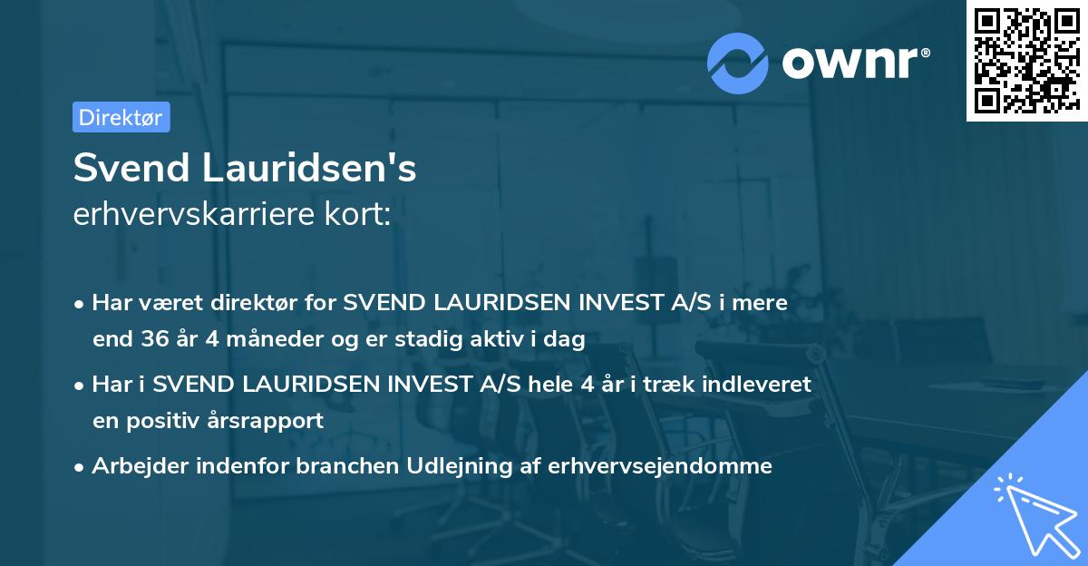 Svend Lauridsen's erhvervskarriere kort