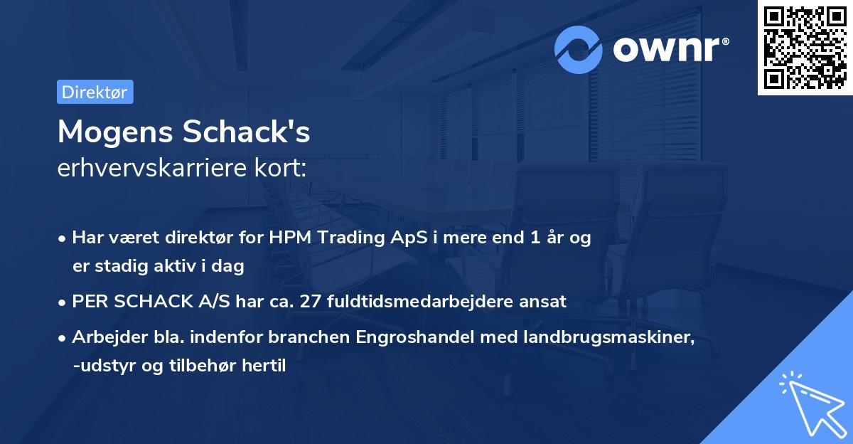 Mogens Schack's erhvervskarriere kort