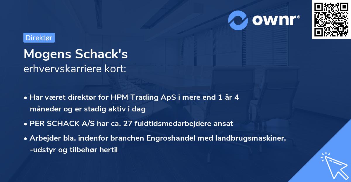 Mogens Schack's erhvervskarriere kort