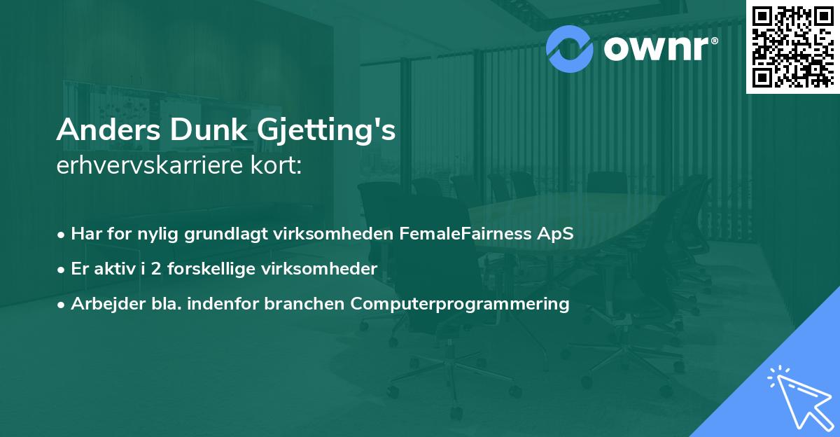 Anders Dunk Gjetting's erhvervskarriere kort