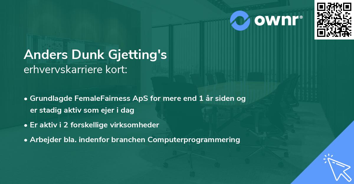 Anders Dunk Gjetting's erhvervskarriere kort