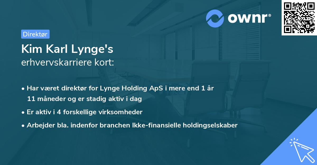 Kim Karl Lynge's erhvervskarriere kort