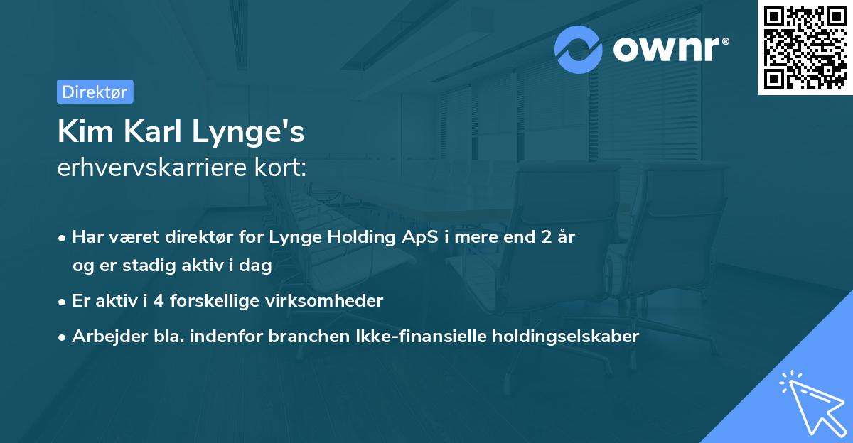 Kim Karl Lynge's erhvervskarriere kort