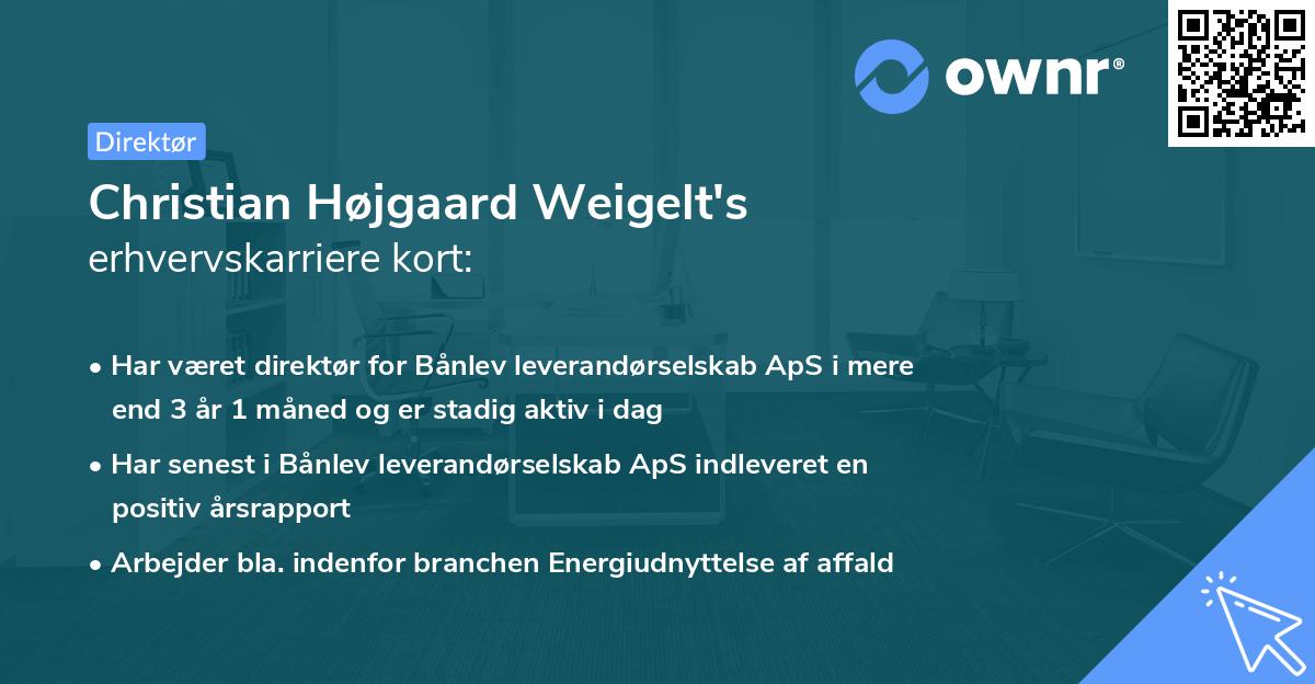 Christian Højgaard Weigelt's erhvervskarriere kort