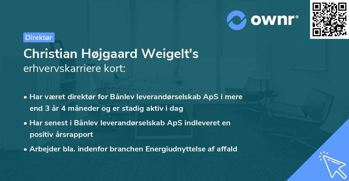 Christian Højgaard Weigelt's erhvervskarriere kort
