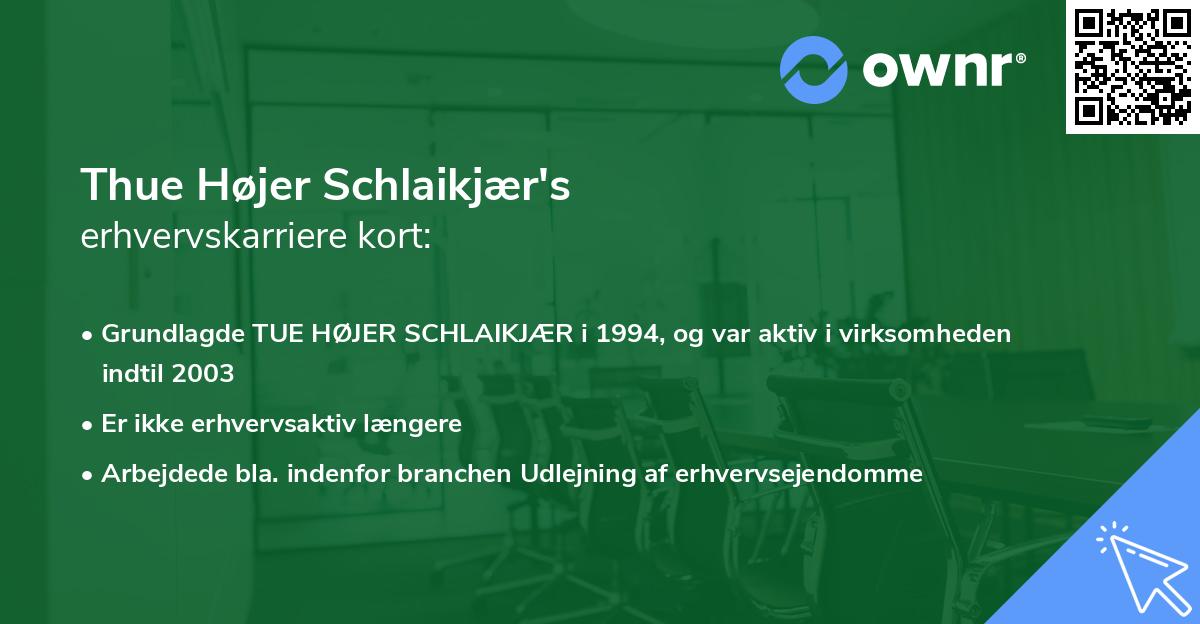 Thue Højer Schlaikjær's erhvervskarriere kort