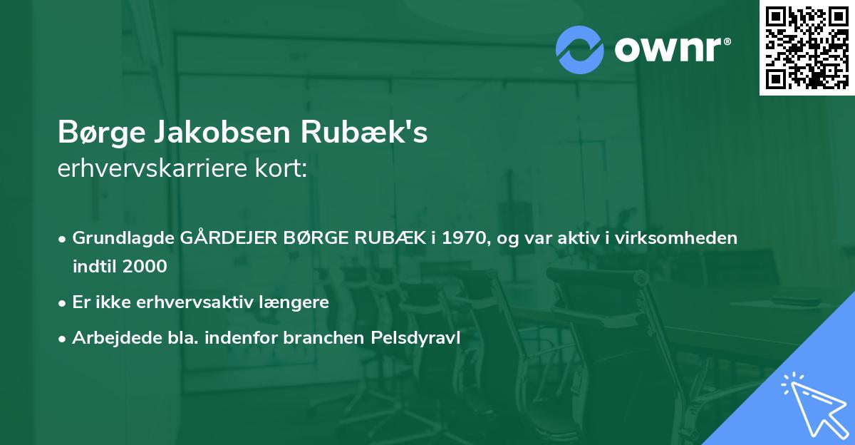 Børge Jakobsen Rubæk's erhvervskarriere kort