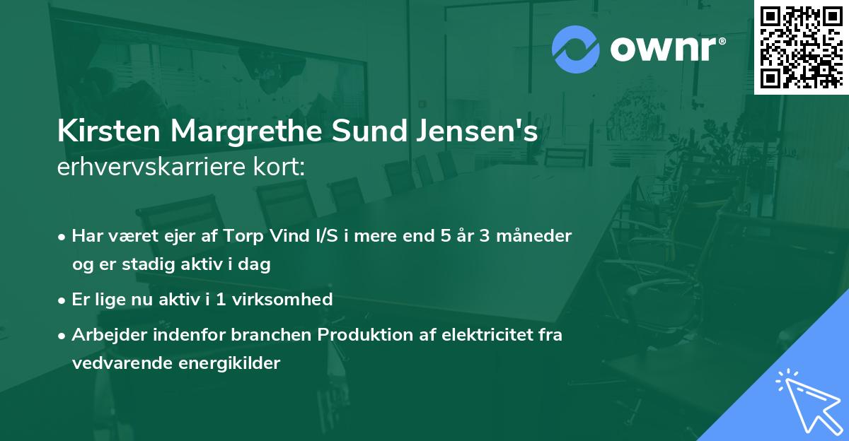 Kirsten Margrethe Sund Jensen's erhvervskarriere kort