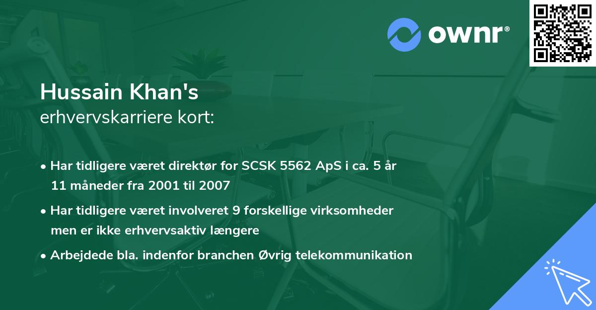 Hussain Khan's erhvervskarriere kort