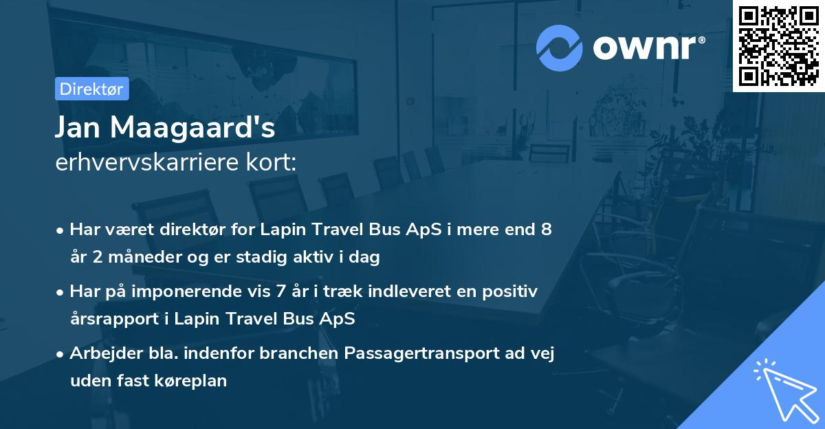 Jan Maagaard's erhvervskarriere kort